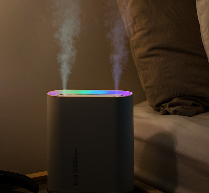 New mini track humidifier USB charging portable air humidifier high capacity household dual jet humidifier