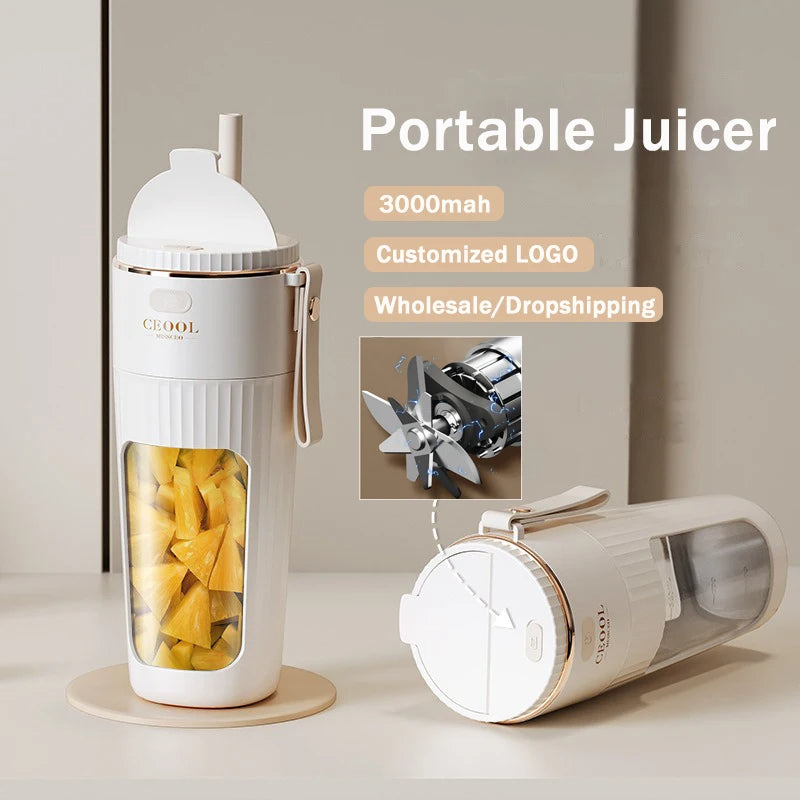 340ML portable Juicer Wireless with straw Electric Blender for juice milkshake ce cube food supplement Smoothie Mixer